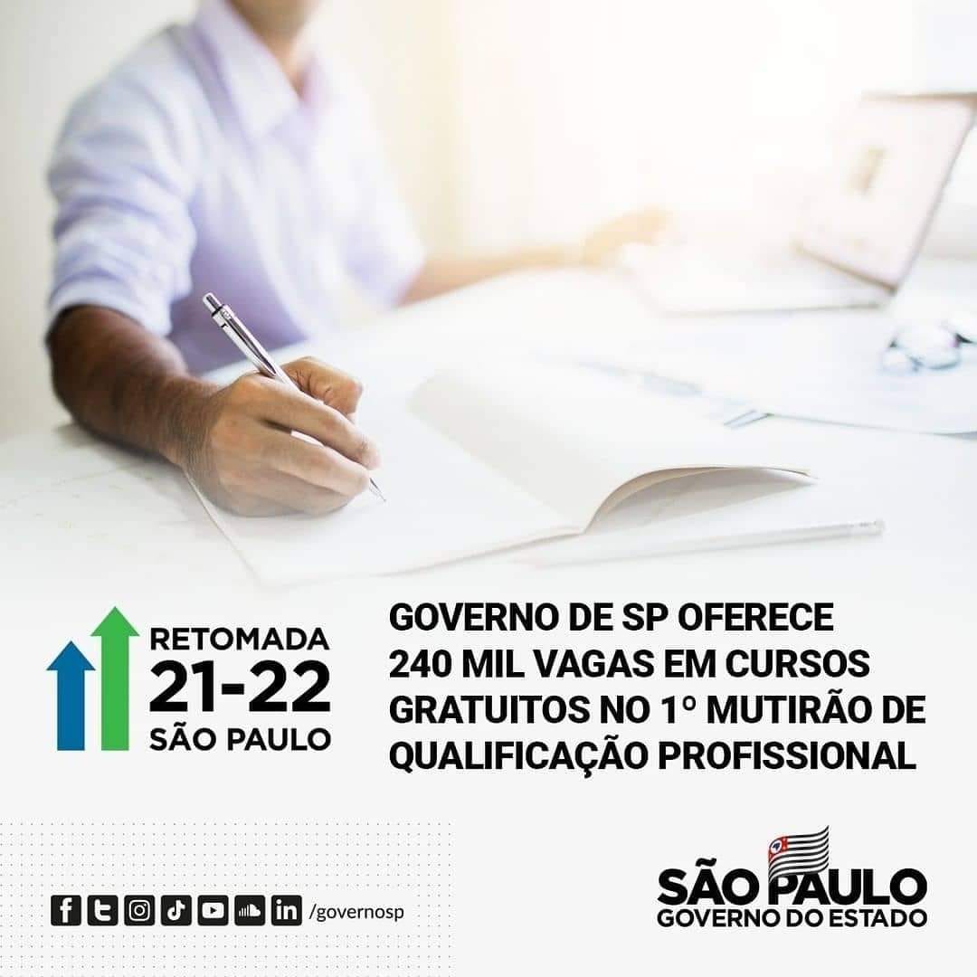 Primeiro Mutirão de Qualificação profissional de SP oferece 240 mil vagas em cursos